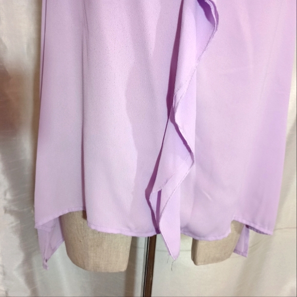 CeCe from Nordstrom Sleeveless Blouse, Ruffled, V-Neck, Asymmetrical,Lavender, L - Picture 7 of 7